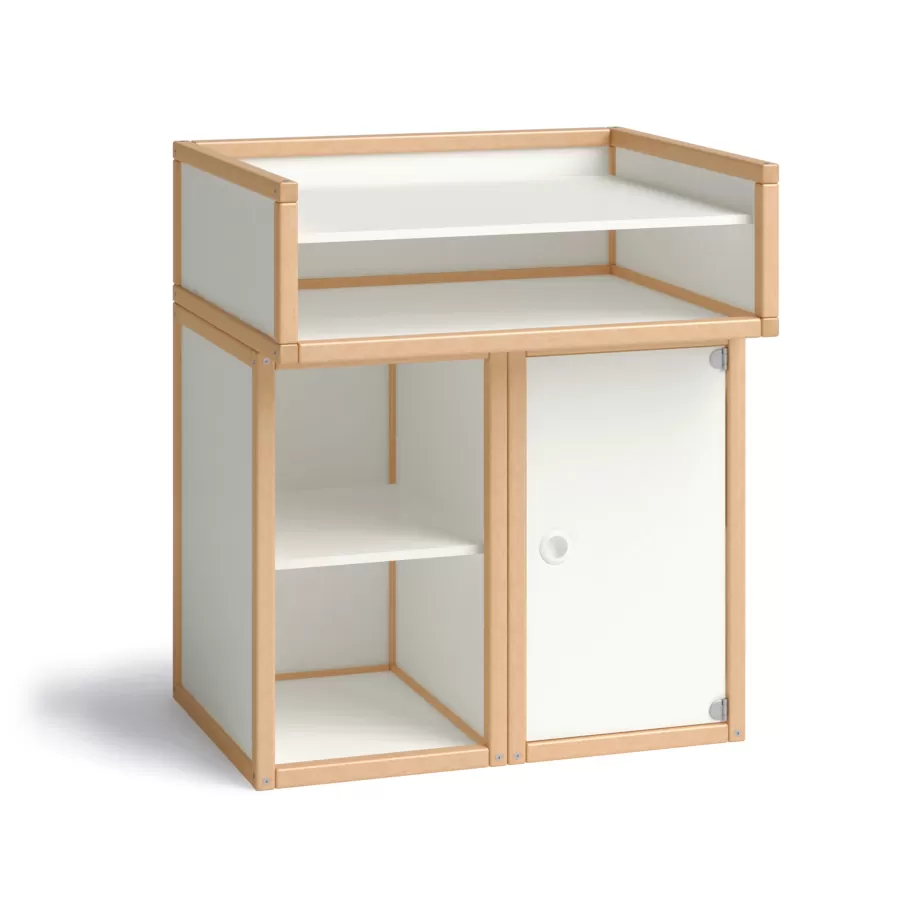 Wickelkommode offen und mit Tür  FLÖTOTTO - 8480 Wickelkommode mit Tür und Schubkästen
