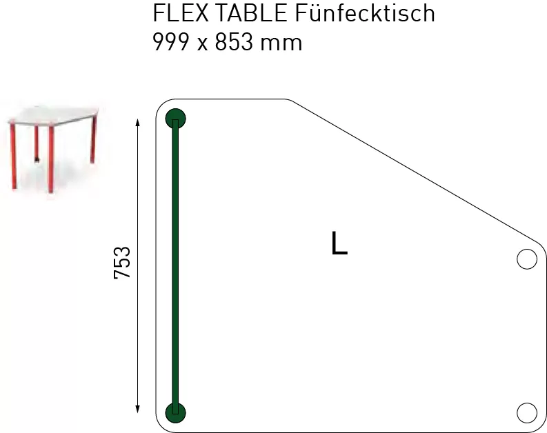 FLÖTOTTO - FLEX TABLE Fünfecktisch