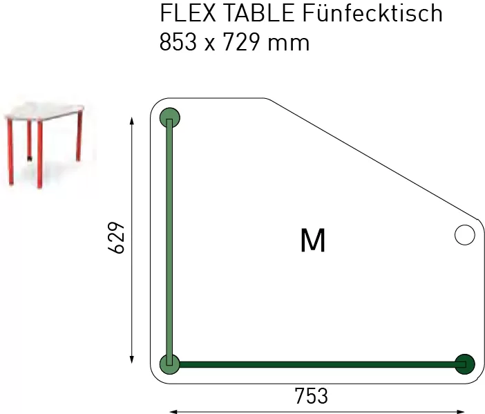 FLÖTOTTO - FLEX TABLE Fünfecktisch