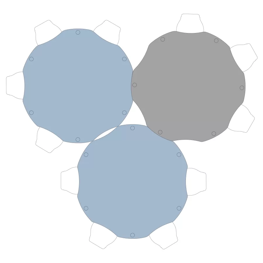 Gruppentische in Kreisform, 3er Kreis FLÖTOTTO - FLEX TABLE-Flower Gruppentisch