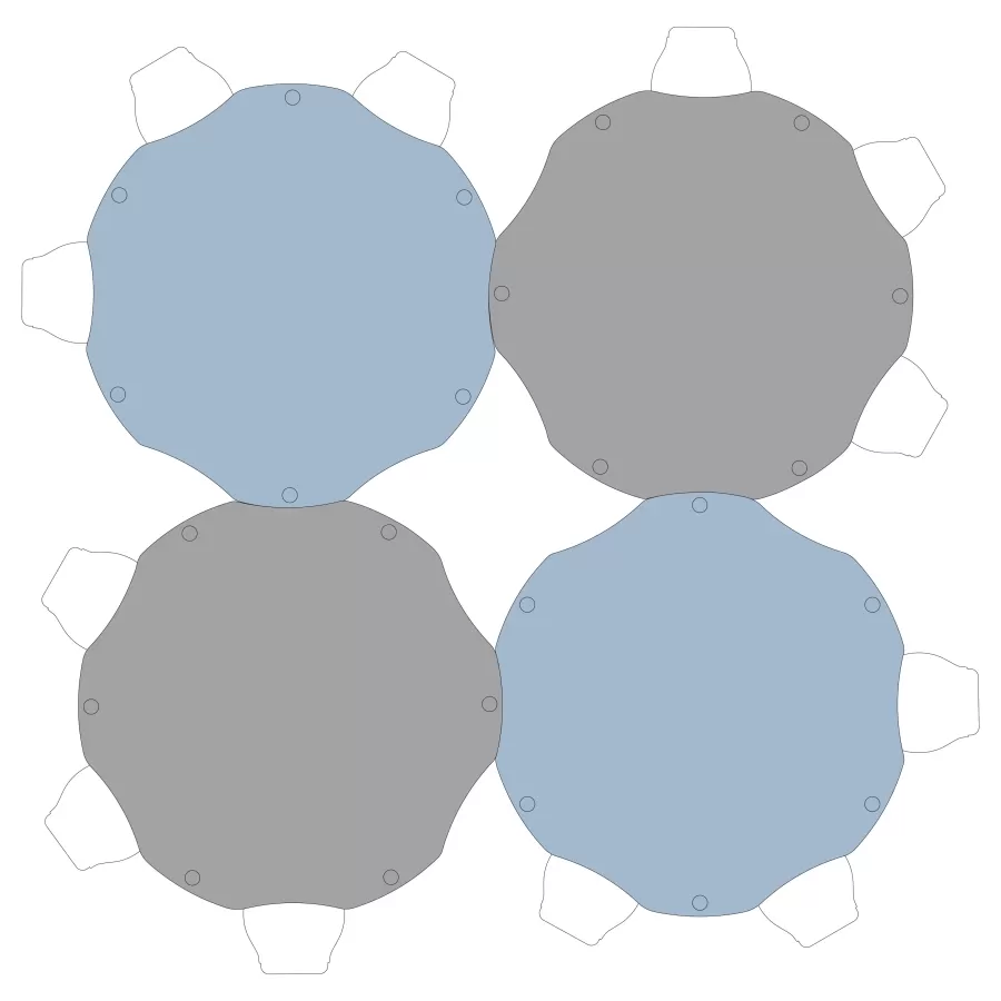 Gruppentische in Kreisform, 4er Kreis FLÖTOTTO - FLEX TABLE-Flower Gruppentisch