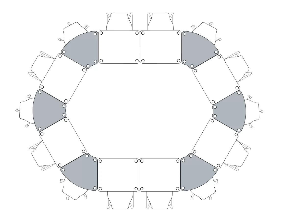 FLEX TABLE Segmenttisch 160 und FLEX TABLE Einzelarbeitsplatz Aufstellung FLÖTOTTO - FLEX TABLE Segment 300