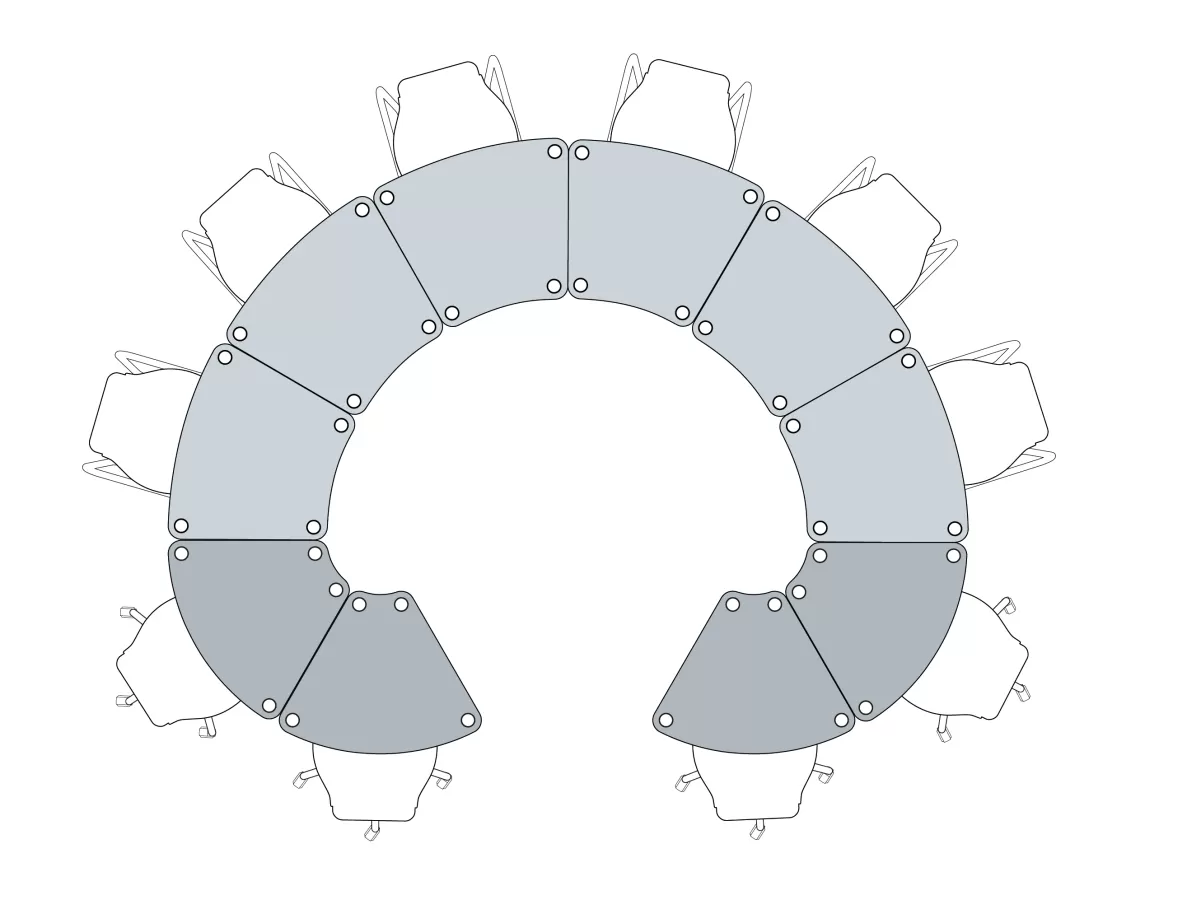 FLEX TABLE Segmenttisch 160 und 300 Aufstellung FLÖTOTTO - FLEX TABLE Segment 300