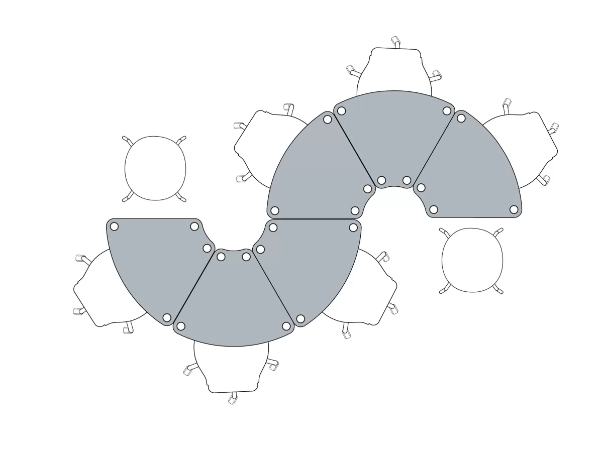 FLEX TABLE Segmenttisch 160 Aufstellung FLÖTOTTO - FLEX TABLE Segment 300