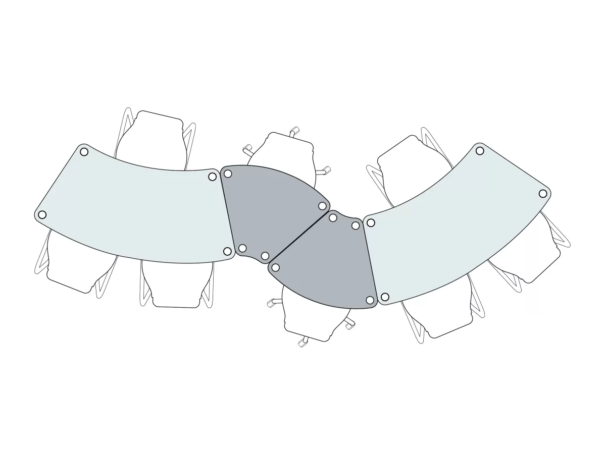 FLEX TABLE Segmenttisch 160 und 360 Aufstellung FLÖTOTTO - FLEX TABLE Segment 300