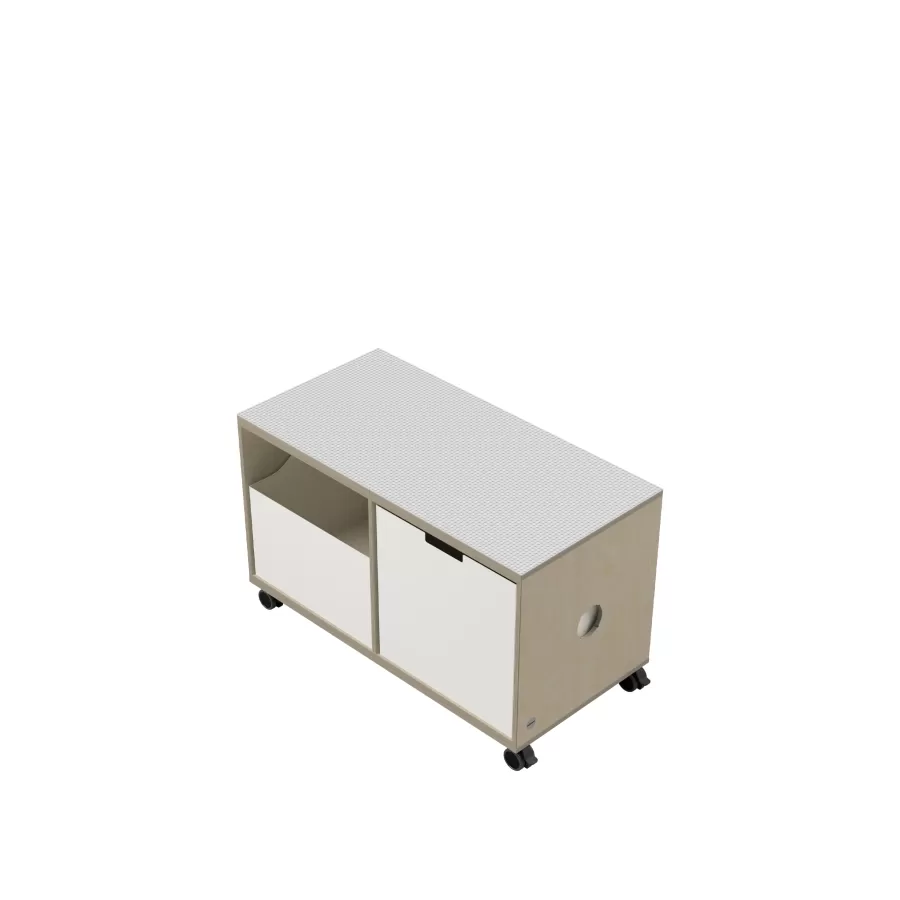 ACTIVE BOX 2-piece set with ACTIVE plug-in module panel, with ACTIVE metal drawers on ACTIVE roller base FLÖTOTTO - ACTIVE Steckbaustein-Platte 40x40