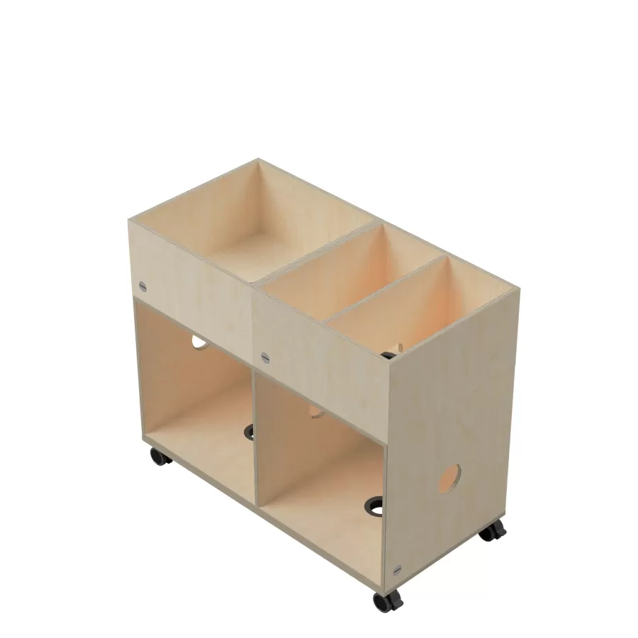 Mobile bookshelf FLÖTOTTO - ACTIVE Aufsatzbox 200 - oben offen mit Trennsteg