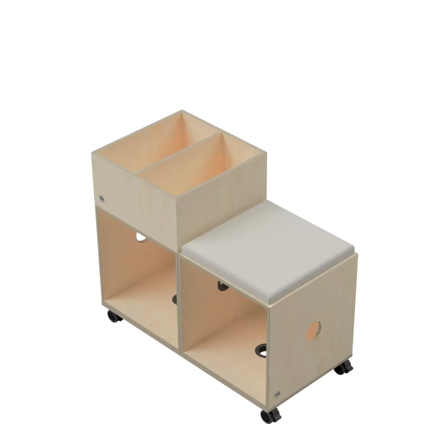 Mobile book bench FLÖTOTTO - ACTIVE Aufsatzbox 200 - Öffnung front