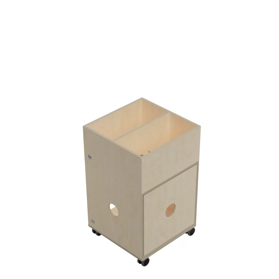 Mobile book cart FLÖTOTTO - ACTIVE Aufsatzbox 200 - oben offen mit Trennsteg