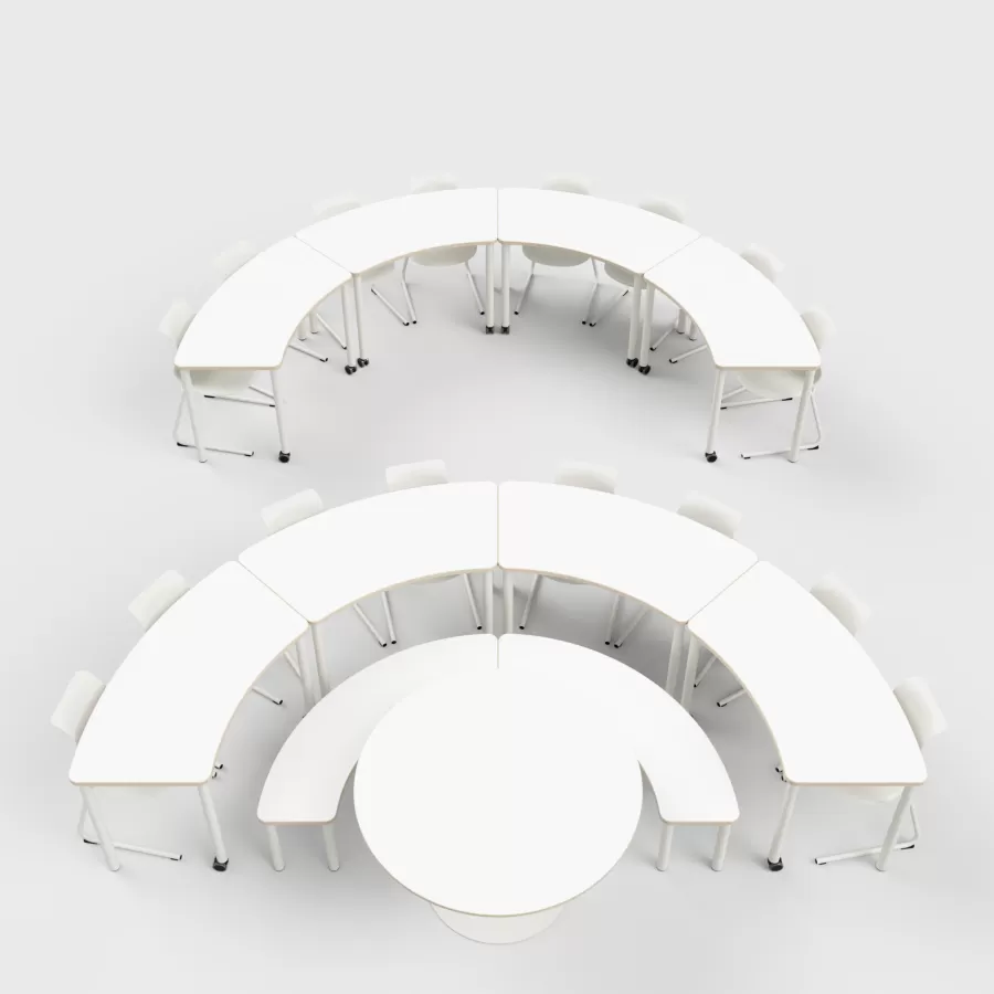 FLEX BENCH Segment 210 innen, FIX TABLE Ø120, FLEX TABLE Segment 360 FLÖTOTTO - FLEX BENCH Segment 210