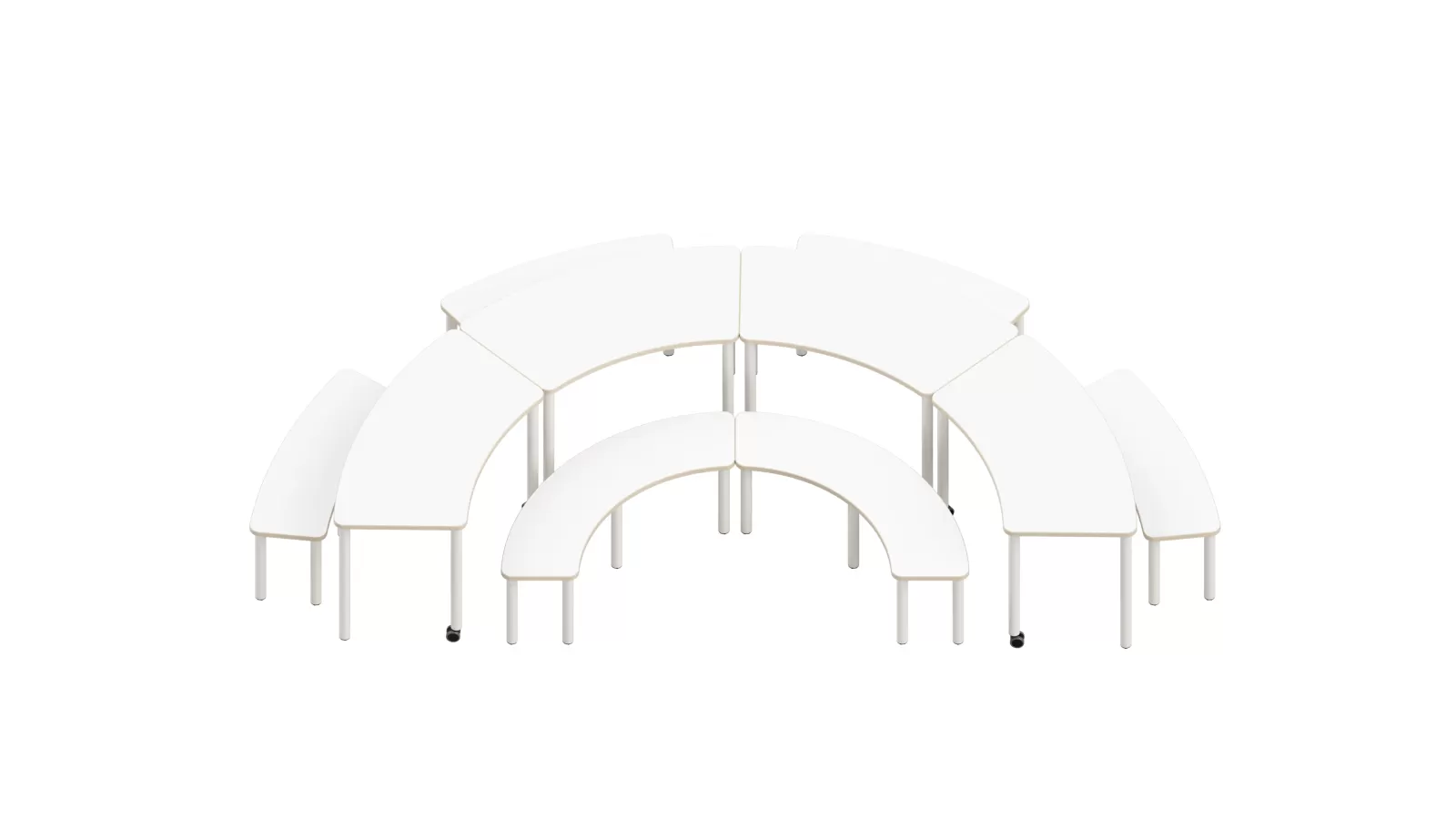 FLEX BENCH Segment 210 innen, FLEX BENCH Segment 440 außen, FLEX TABLE Segment 360 FLÖTOTTO - FLEX BENCH Segment 210