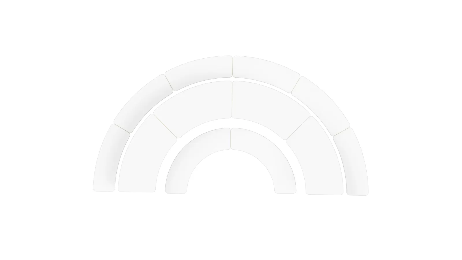 FLEX BENCH Segment 210 innen, FLEX BENCH Segment 440 außen, FLEX TABLE Segment 360 FLÖTOTTO - FLEX BENCH Segment 440