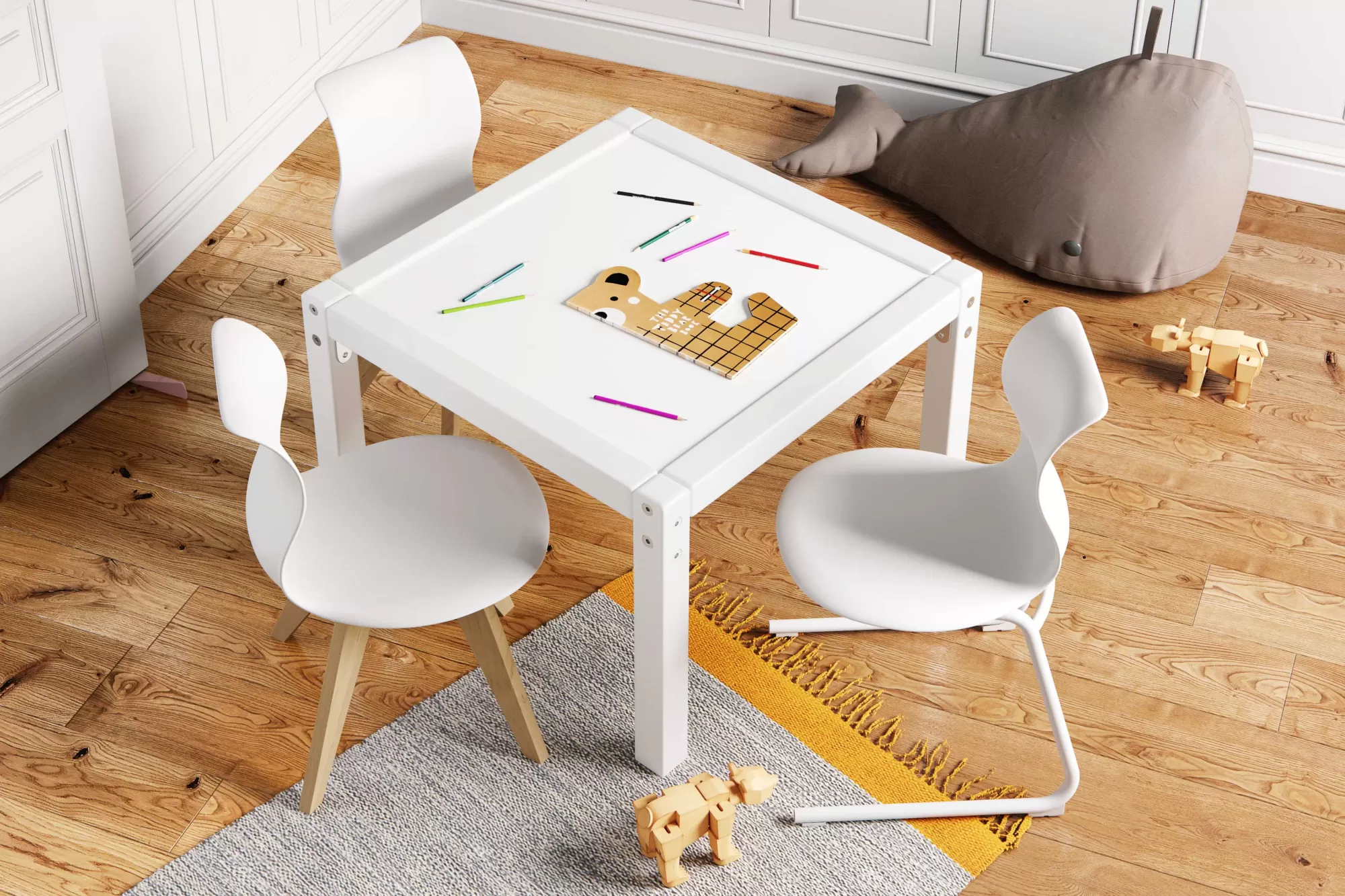 FLÖTOTTO - 8045 Couchtisch, Kindertisch mit eingefasster Platte